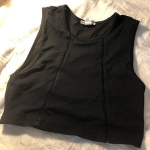 Mesh black crop tank